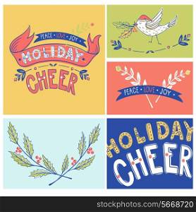 vector set of Christmas and New Year cards and backgrounds