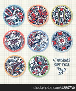 vector set of Christmas gift tags with abstract ornaments