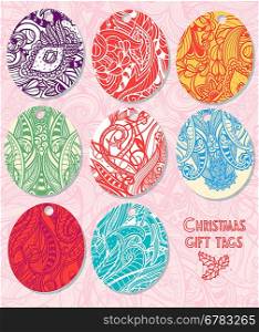 vector set of Christmas ornamental tags