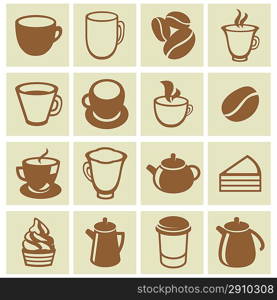 Vector set of coffee and tea icons