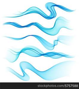 Vector Set of color Abstract smoke curved lines