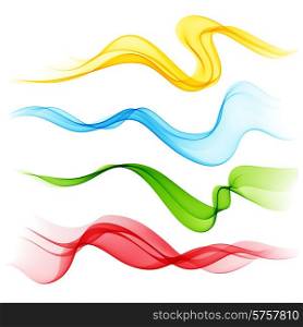 Vector Set of color Abstract smoke curved lines . Set of Abstract smoke curved lines