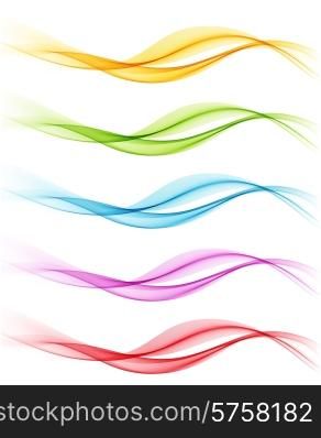 Vector Set of color Abstract smoky waved lines. Set of color Abstract smoky waves.