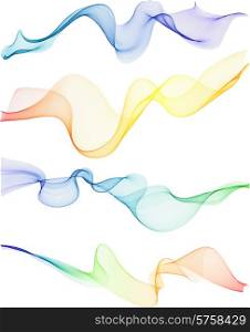 Vector Set of color transparent smoke wave. Set of color transparent smoke wave