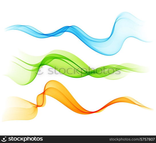 Vector Set of color transparent smoky wave for brochure design