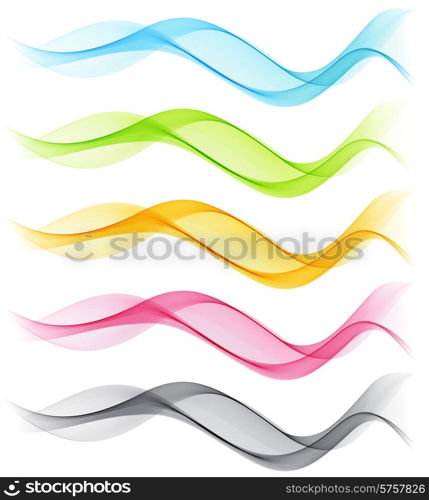 Vector Set of color transparent smoky wave for brochure design