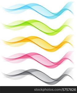 Vector Set of color transparent smoky wave for brochure design