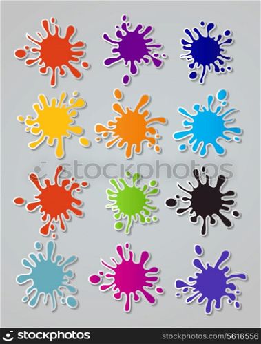 Vector set of colored blots on the white background.