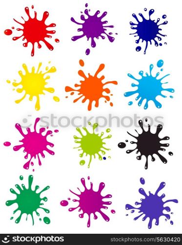 Vector set of colored blots on the white background