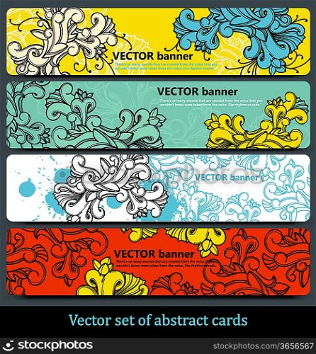 vector set of colored floral banners