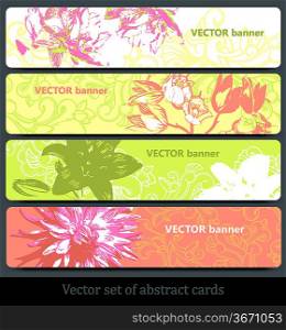 vector set of colored floral banners