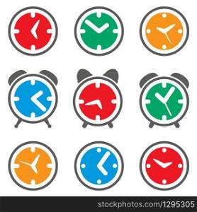vector set of colorful clock symbols