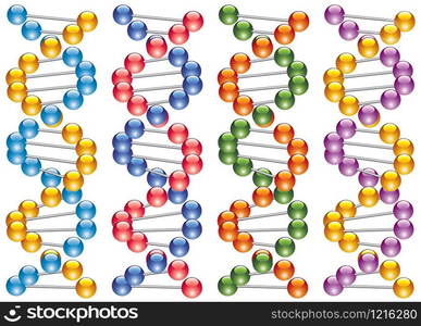 vector set of colorful dna strands