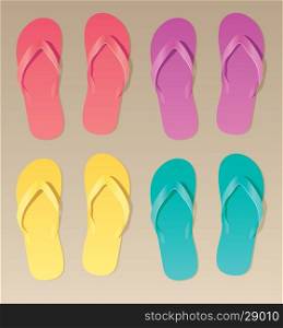 vector set of colorful flip flops