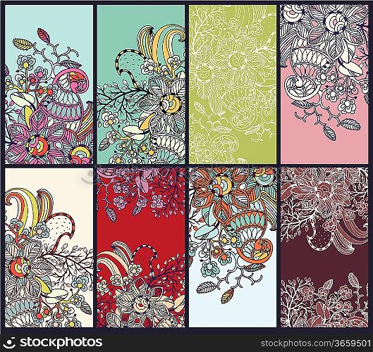 vector set of colorful floral cards