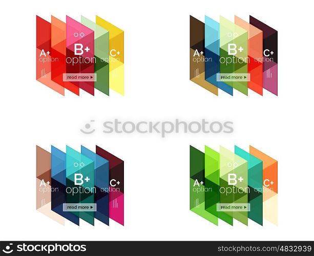Vector set of colorful geometric infographics for workflow layout, diagram, number options or navigation web design