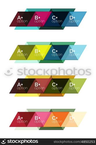 Vector set of colorful geometric infographics for workflow layout, diagram, number options or navigation web design