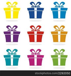 vector set of colorful gift box icons
