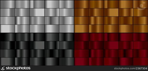Vector set of colorful metal gradients.