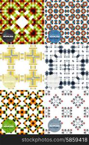 Vector set of colorful seamless geometric patterns. Modern stylish abstract textures. Backgrounds and wallpapers. Vector set of colorful seamless geometric patterns. Modern stylish abstract textures