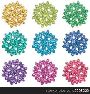 vector set of colorful snowflakes