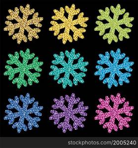 vector set of colorful snowflakes