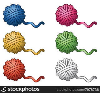 vector set of colorful yarn balls