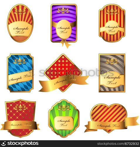 Vector set of decorative labels isolated on white background.