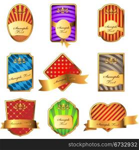 Vector set of decorative labels isolated on white background.