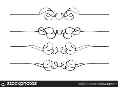 Vector set of decorative swirl ornament page rules