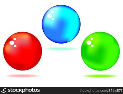 vector set of different coloured shiny spheres