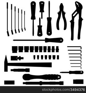 vector set of different tools over white background