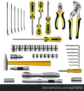 vector set of different tools over white background
