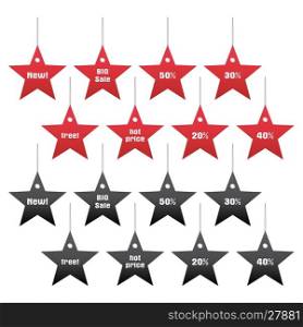 vector set of discount and sale tags, star shape