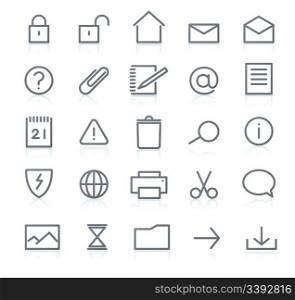 Vector set of elegant simple icons for common computer functions