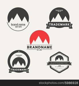 Vector set of emblems associated with mountains.. Vector set of emblems associated with mountains