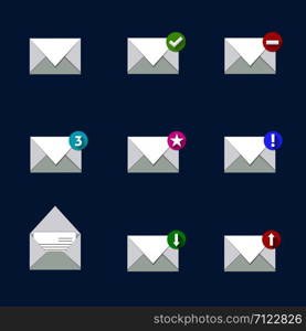 Vector set of envelope icons with different condition
