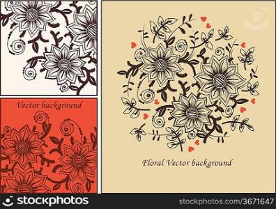 vector set of fantasy floral cards