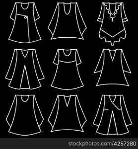 Vector set of fashionable dresses for girl