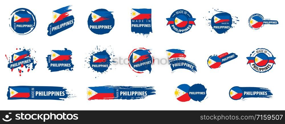 Vector set of flags of Philippines on a white background.. Vector set of flags of Philippines on a white background