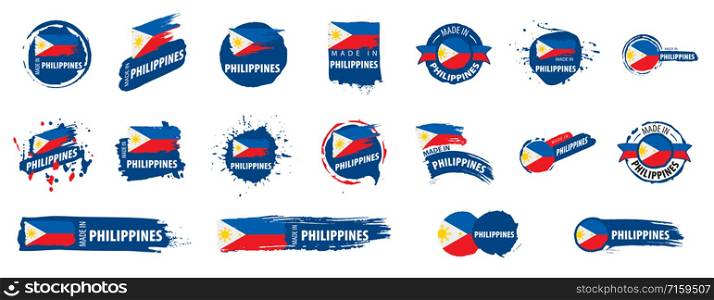 Vector set of flags of Philippines on a white background.. Vector set of flags of Philippines on a white background