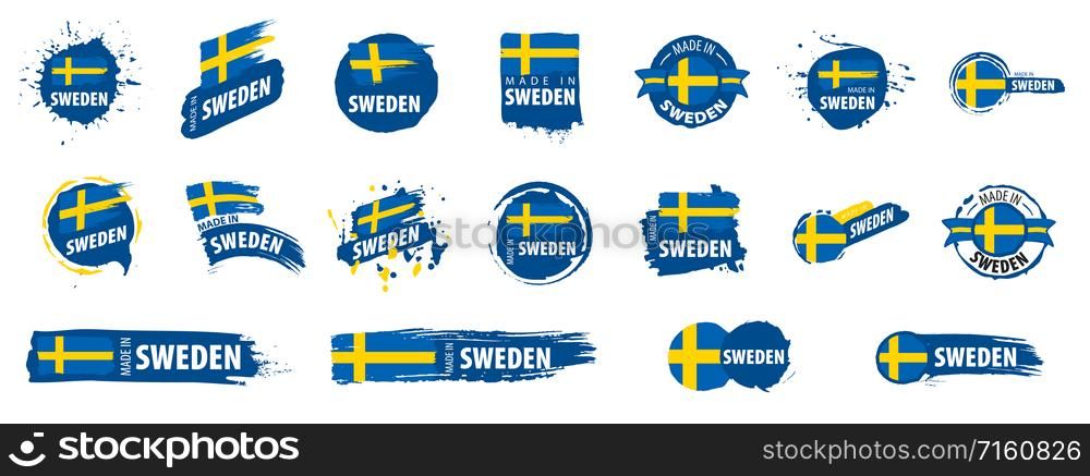 Vector set of flags of Sweden on a white background.. Vector set of flags of Sweden on a white background