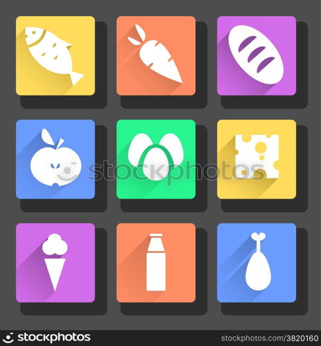 vector set of flat food icons