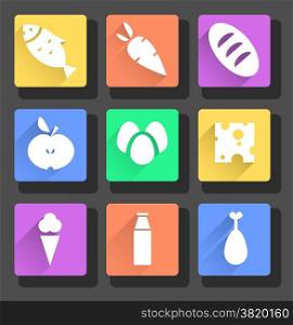 vector set of flat food icons