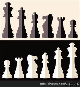 vector set of flat icons of chess pieces