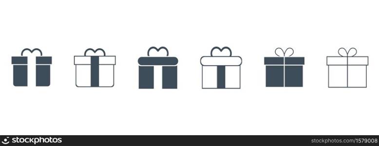 vector set of flat icons of gifts on a white background