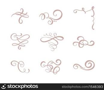 Vector set of floral calligraphic elements, dividers and flourish ornaments for page decoration and frame design. Decorative silhouette for wedding cards and invitations. Vintage flowers and leaves.. Vector set of floral calligraphic elements, dividers and flourish ornaments for page decoration and frame design. Decorative silhouette for wedding cards and invitations. Vintage flowers and leaves