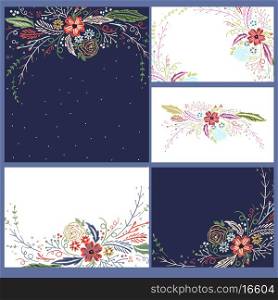 vector set of floral cards