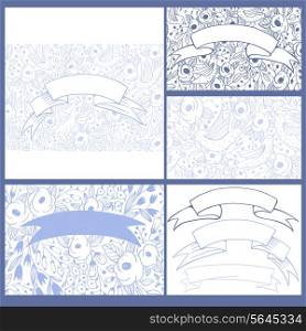 vector set of floral cards and backgrounds for wedding and invitation design