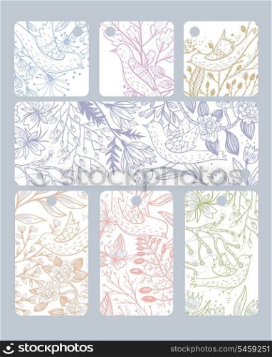 vector set of floral cards and labels